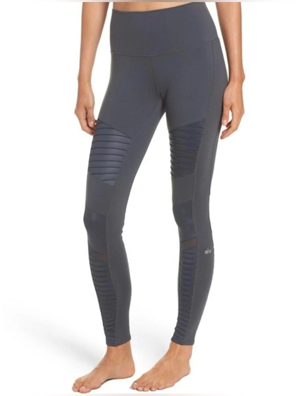 ALO YOGA Moto Mesh-Trimmed Stretch Leggings